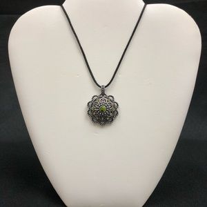 NW green and orange rhinestone necklace